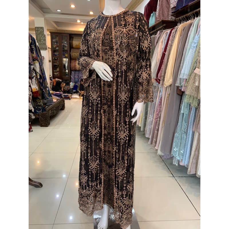 Qoni | Gaun Lydya | Gaun pesta premium | Gaun full borkat | Gaun payet | Look simpel dan elegan