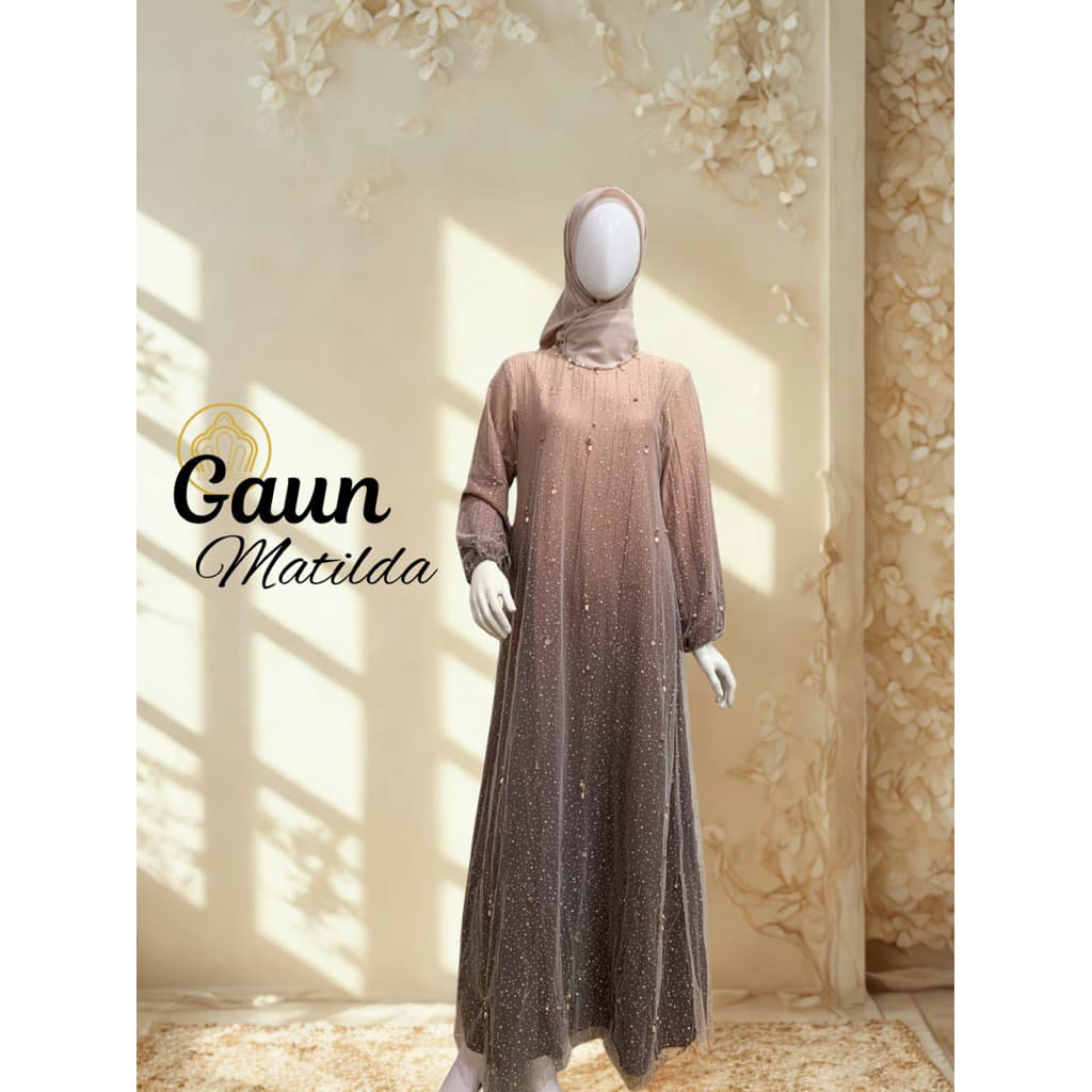 Qoni | Gaun Matilda | Gaun berpayet | Gaun pesta | Gaun simpel dan elagan