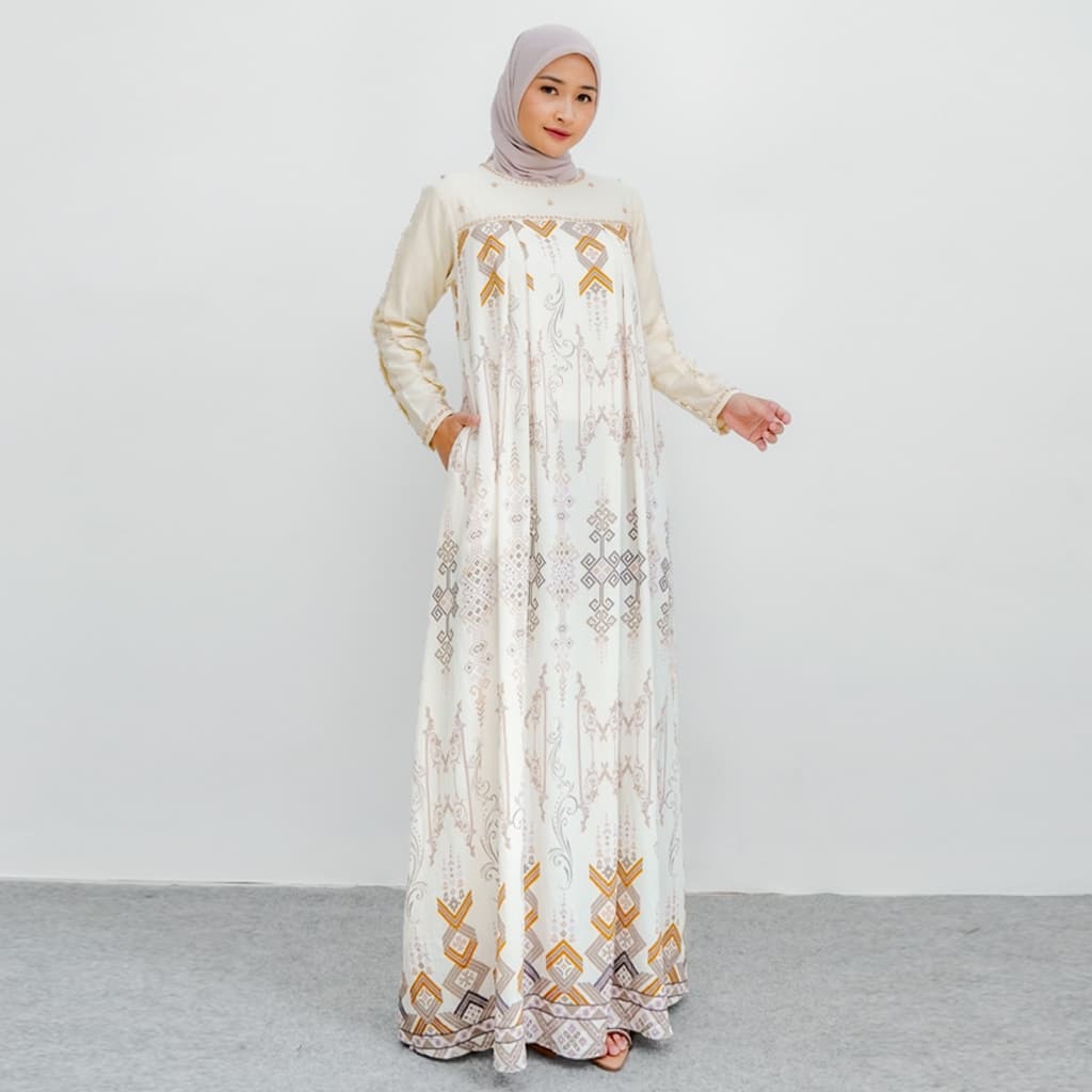 Qoni | Gaun Monila Ethnic | Pesta Premium | Dress Daily Look Elegan Mewah Payet 2