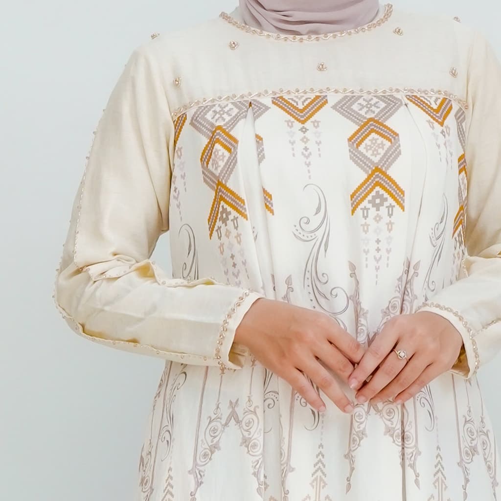 Qoni | Gaun Monila Ethnic | Pesta Premium | Dress Daily Look Elegan Mewah Payet 4