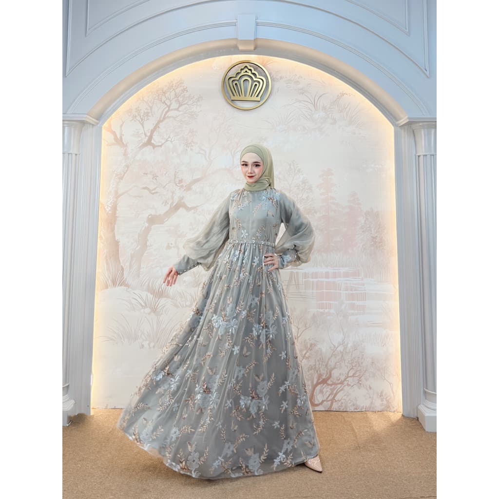 Qoni | Gaun Olivia | Gaun Pesta Premium | Gaun Borkat | Gaun Payet | Mewah | Elegan | Simpel. 2