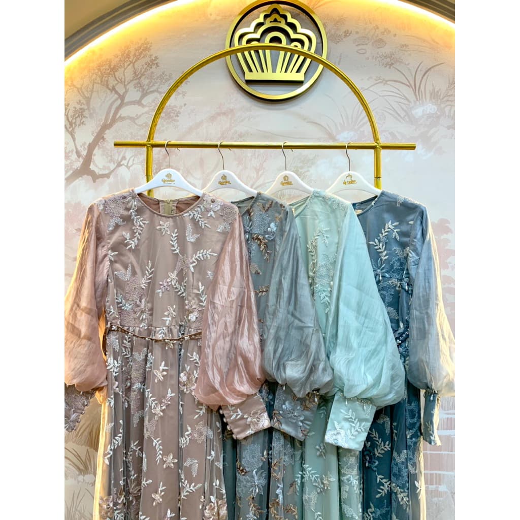 Qoni | Gaun Olivia | Gaun Pesta Premium | Gaun Borkat | Gaun Payet | Mewah | Elegan | Simpel. 9