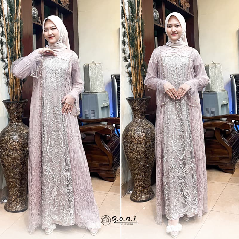 Qoni | Gaun Queenaya | Gaun pesta premium | Gaun berpayet | Gaun pesta simpel dan elegan