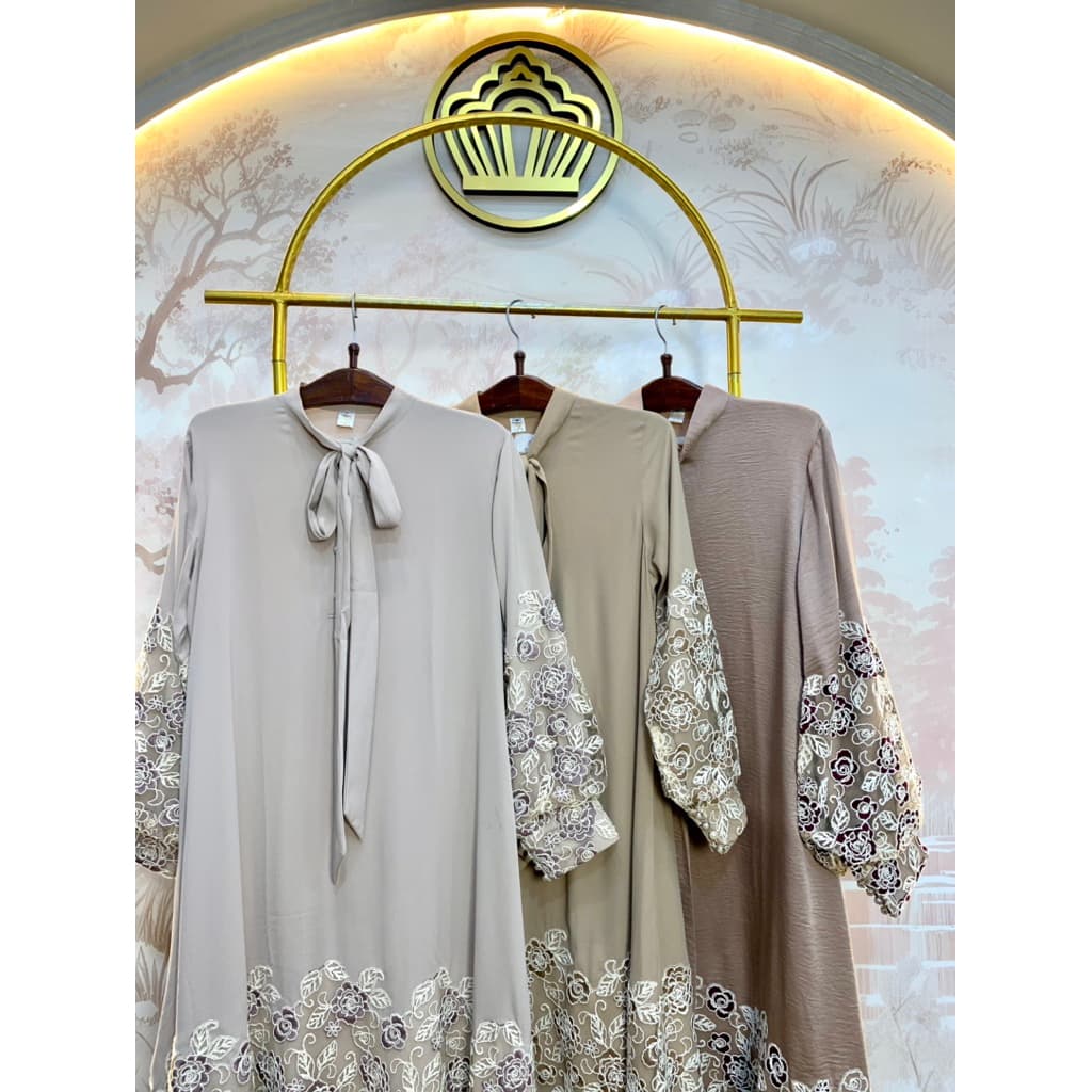 Qoni | Gaun Ranesya | Gaun Pesta Premium | Gaun Motif Bordir | Gaun Simpel | Elegan | Mewah 7
