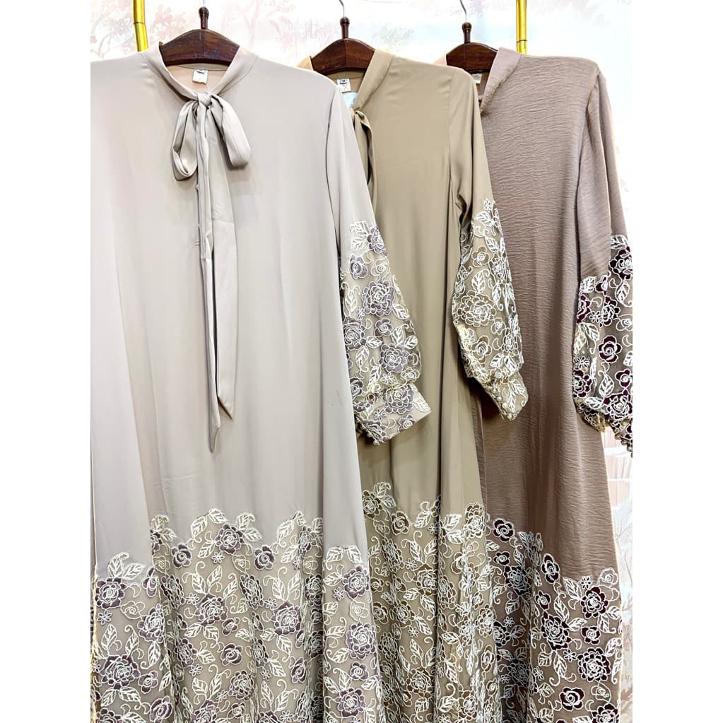 Qoni | Gaun Ranesya | Gaun Pesta Premium | Gaun Motif Bordir | Gaun Simpel | Elegan | Mewah 8