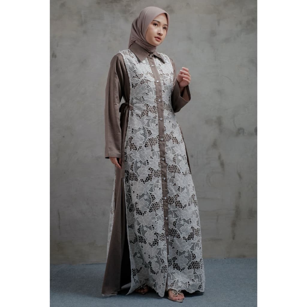Qoni | Gaun Refa Denim | Gaun Bordir | Look Casual | Gaun Elegan | Gaun Premium 2