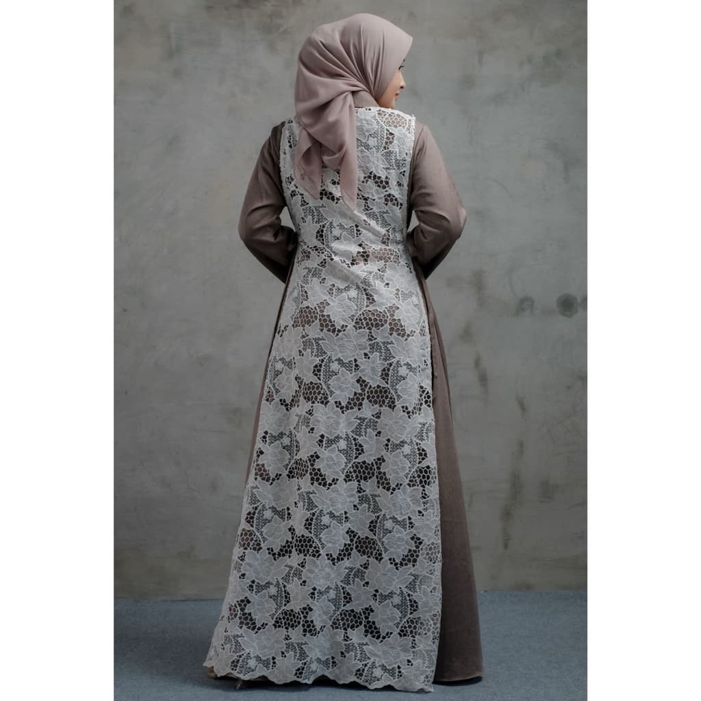 Qoni | Gaun Refa Denim | Gaun Bordir | Look Casual | Gaun Elegan | Gaun Premium 5