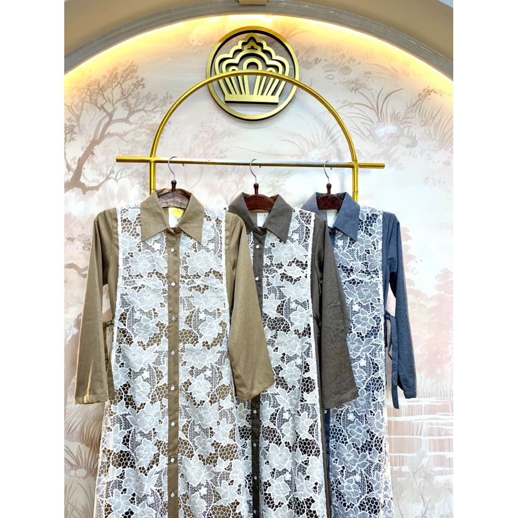 Qoni | Gaun Refa Denim | Gaun Bordir | Look Casual | Gaun Elegan | Gaun Premium 8