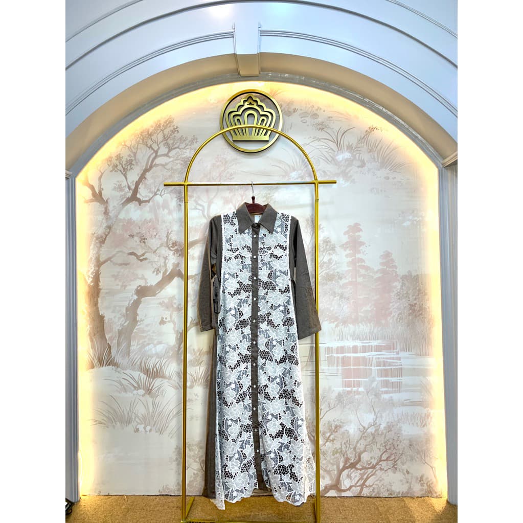 Qoni | Gaun Refa Denim | Gaun Bordir | Look Casual | Gaun Elegan | Gaun Premium 9