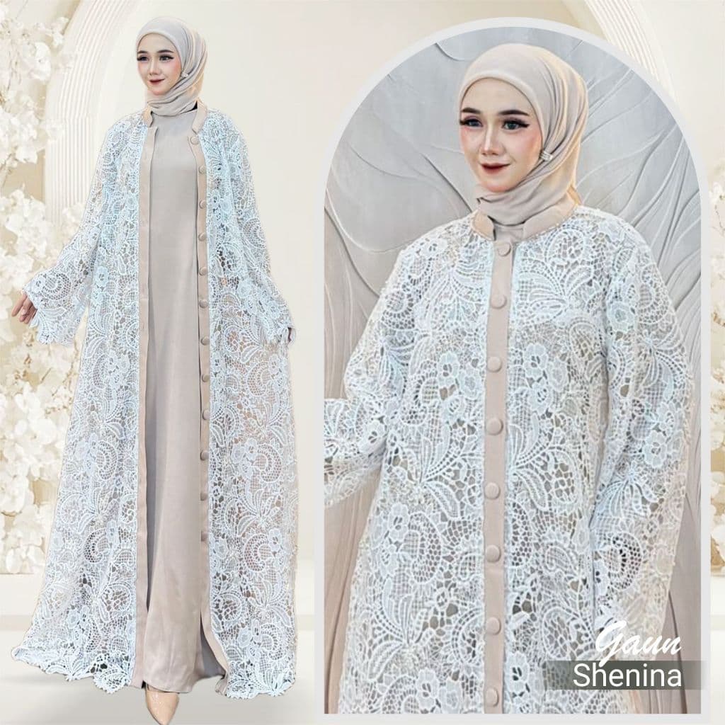 Qoni | Gaun Shenina | Gaun Pesta Premium | Gaun Borkat | Gaun Payet | Mewah | Simpel | Elegan.