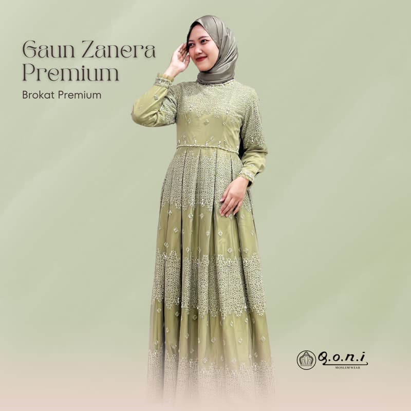 Qoni | Gaun Zanera Premium | Gaun Pesta Premium | Gaun Berpayet Full Premium | Gaun Berbrokat Premium | Gaun Mewah dan Elegan