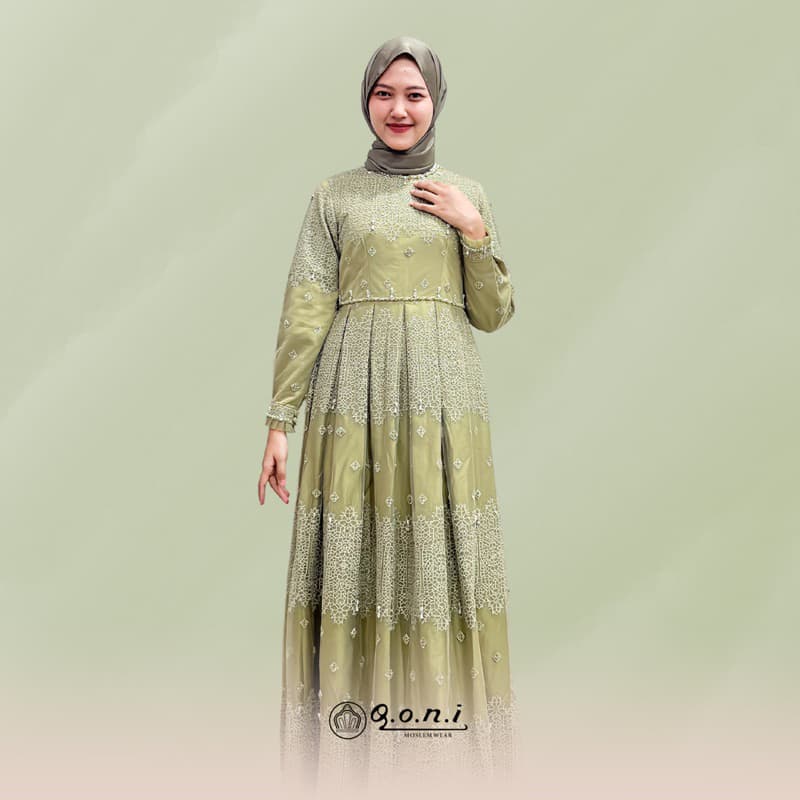 Qoni | Gaun Zanera Premium | Gaun Pesta Premium | Gaun Berpayet Full Premium | Gaun Berbrokat Premium | Gaun Mewah dan Elegan 2