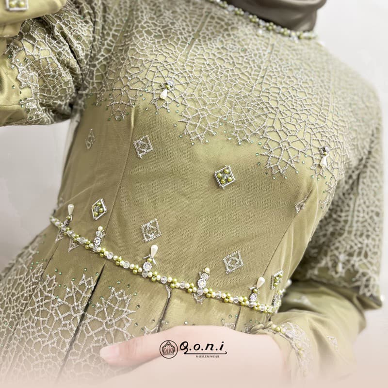 Qoni | Gaun Zanera Premium | Gaun Pesta Premium | Gaun Berpayet Full Premium | Gaun Berbrokat Premium | Gaun Mewah dan Elegan 3