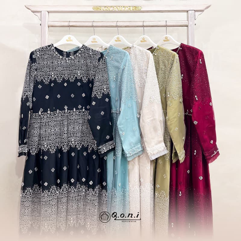Qoni | Gaun Zanera Premium | Gaun Pesta Premium | Gaun Berpayet Full Premium | Gaun Berbrokat Premium | Gaun Mewah dan Elegan 5