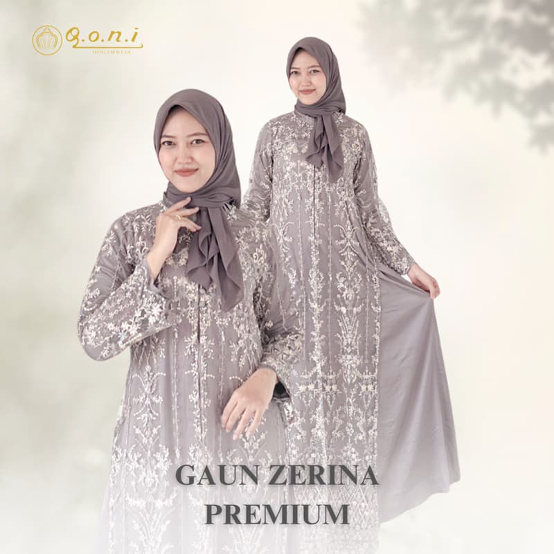 Qoni | Gaun Zerina | Gaun Pesta Premium | Gaun Berburkat Premium | Look Mewah dan Elegan