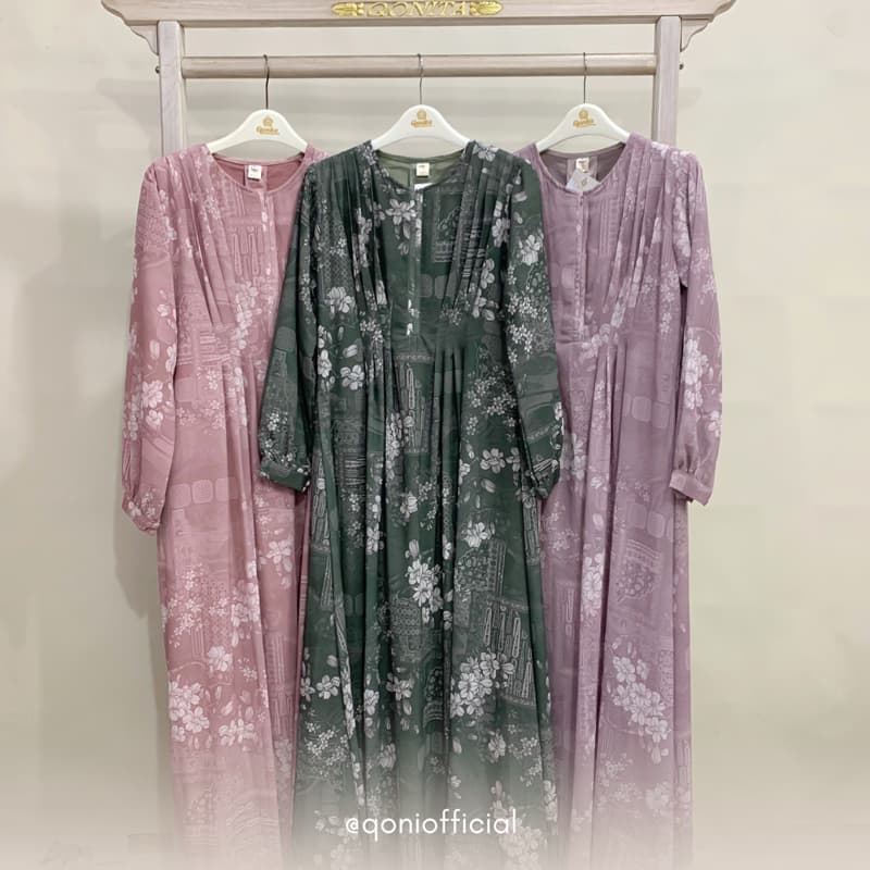 Qoni | Ld. Amalia | Dress Daily Look Premium | Dress Bermotif Premium | Look Simple dan Elegan