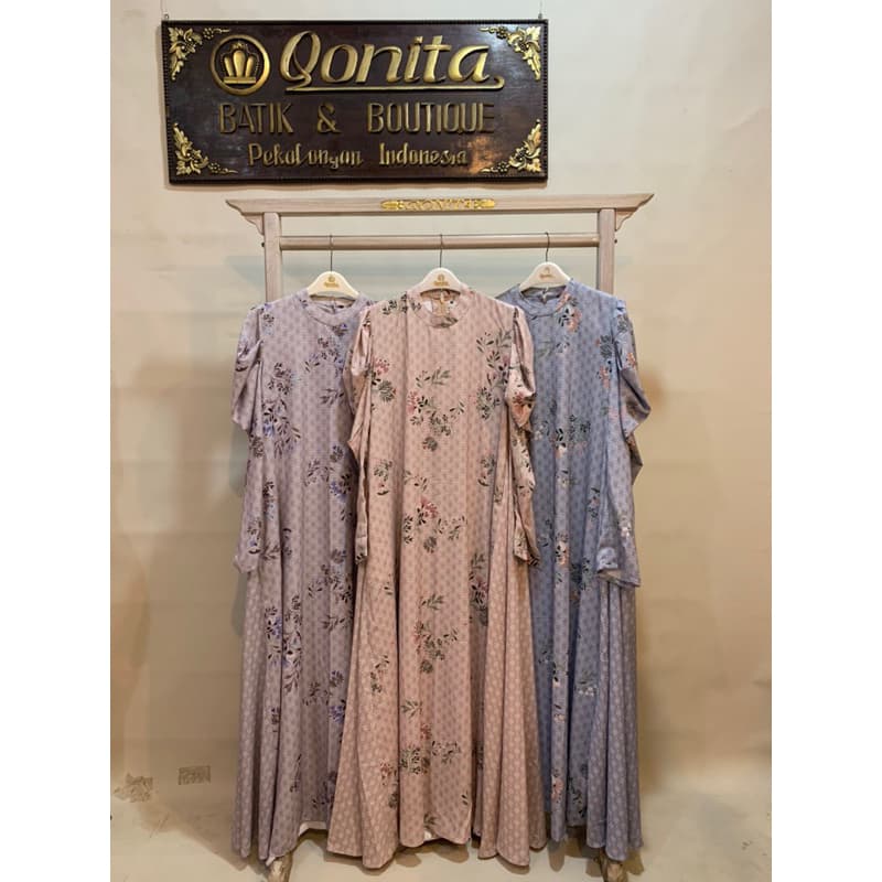 Qoni | Ld. Evelina | Gaun daily look | Gaun full motif | Gaun simpel dan elegan 8