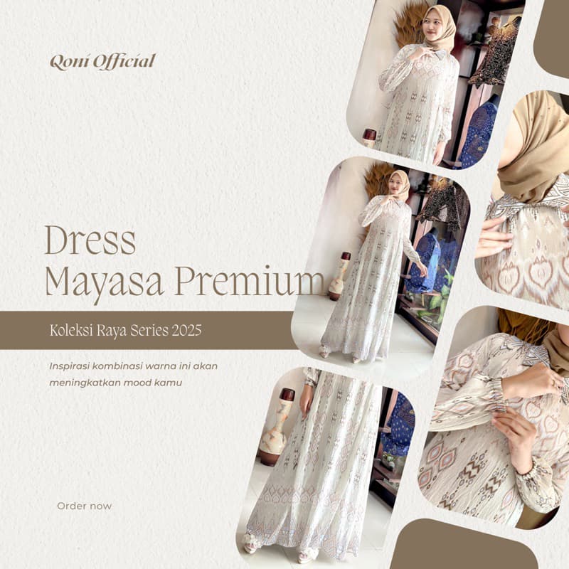 Qoni | Ld. Mazaya | Gaun Daily Look Premium | Gaun Bermotif Premium | Look Simple dan Elegan