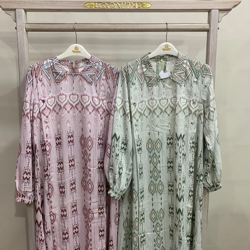 Qoni | Ld. Mazaya | Gaun Daily Look Premium | Gaun Bermotif Premium | Look Simple dan Elegan 9