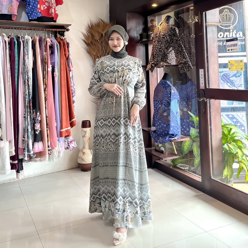 Qoni | Ld. Mikala Premium | Gaun Daily Look Premium | Look simpel dan elegan | Gaun full motif 4