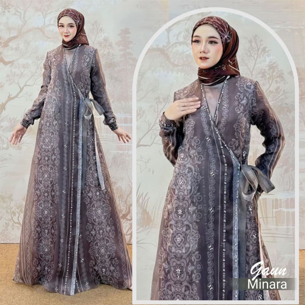 Qoni | Ld. Minara Outer Organdi | Gaun Pesta Premium | Gaun Payet | Gaun Mewah | Simpel | Elegan.