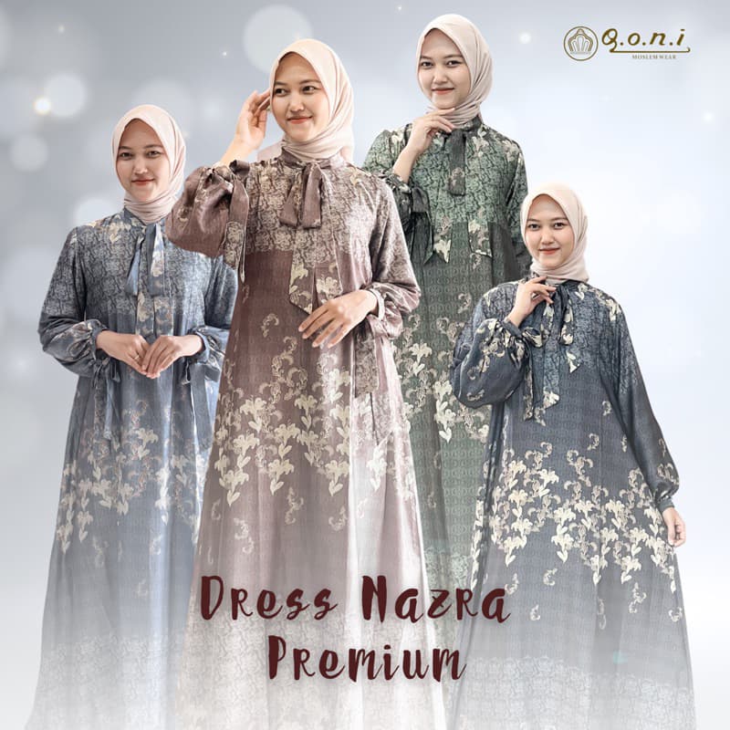 Qoni | Ld. Nazra | Gaun Daily Look Premium | Gaun Bermotif Premium | Look Simple dan Elegan