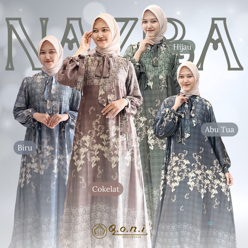 Qoni | Ld. Nazra | Gaun Daily Look Premium | Gaun Bermotif Premium | Look Simple dan Elegan 2