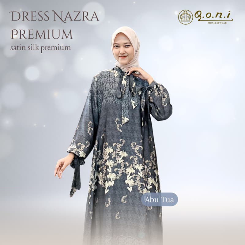 Qoni | Ld. Nazra | Gaun Daily Look Premium | Gaun Bermotif Premium | Look Simple dan Elegan 3