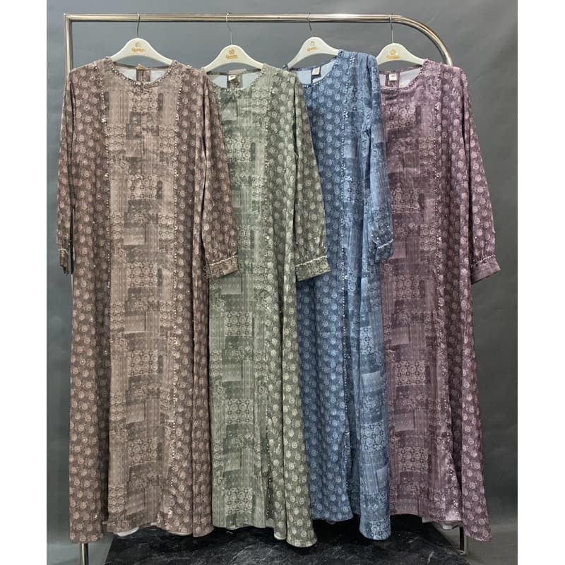 Qoni | Ld. Nazwa | Gaun Daily Look Premium | Gaun Simpel dan Elegant | Gaun Full Motif | Gaun Berpayet | Gaun Busui 6