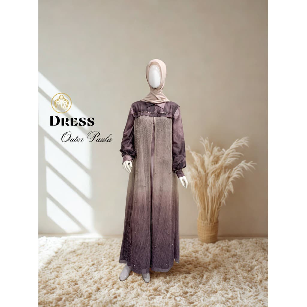 Qoni | Ld. Outer Paula | Drees simpel | Dress payet | Mewah | Elegan | Drees pesta