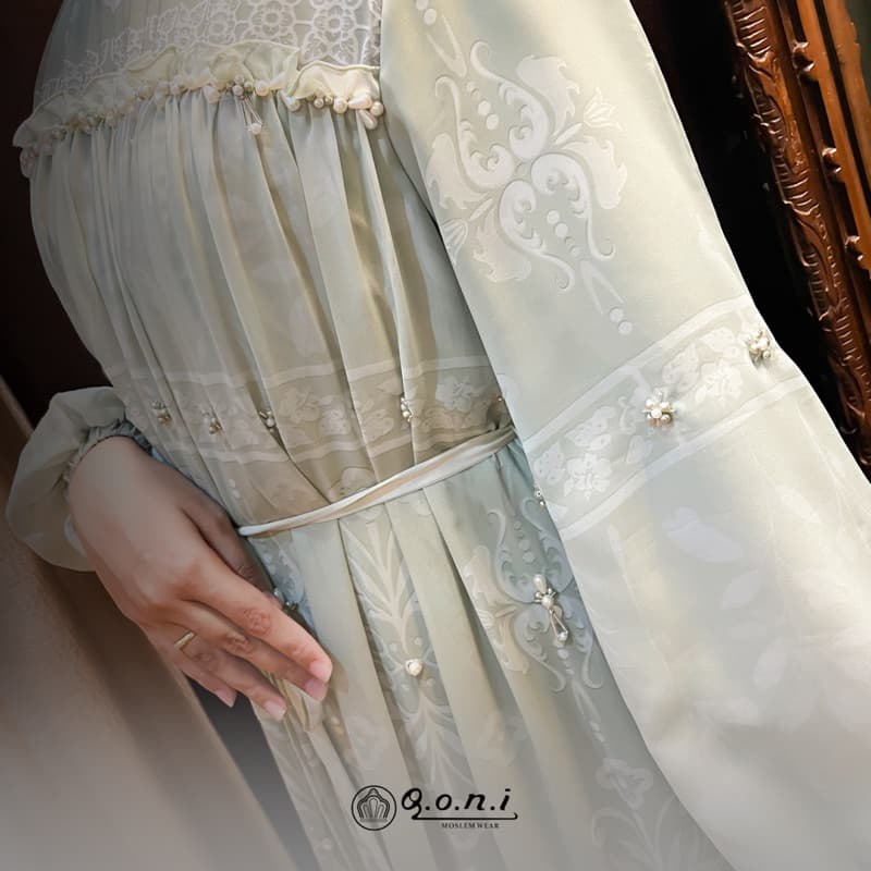 Qoni | Ld. Rheina Sifon | Gaun Pesta Simpel dan Elagant | Gaun Premium | Gaun Full Motif | Gaun Berpayet 5