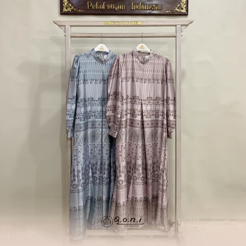 Qoni | Ld. Safa| Gaun Daily Look Premium | Gaun Bermotif Premium | Look Simple dan Elegan