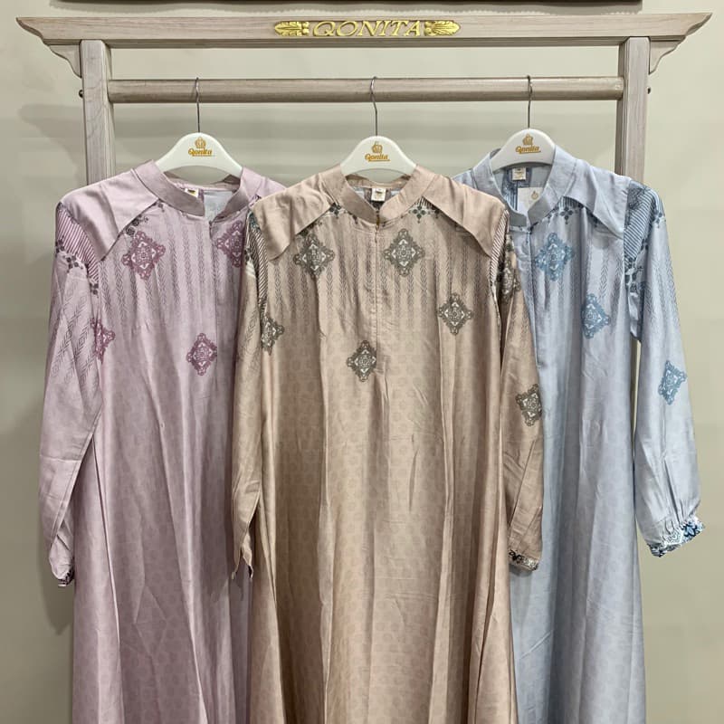 Qoni | Ld. Silk Zaura | Gaun Daily Look Premium | Gaun Bermotif Premium | Look Simple dan Elegan 7