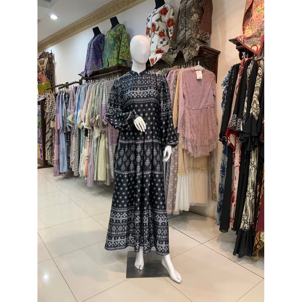 Qoni | Long Dress Azmira | Gaun Daily Look Premium | Gaun Bermotif | Gaun Simple dan Elegan 3