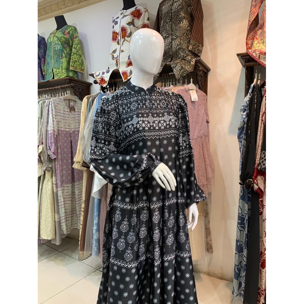 Qoni | Long Dress Azmira | Gaun Daily Look Premium | Gaun Bermotif | Gaun Simple dan Elegan 4