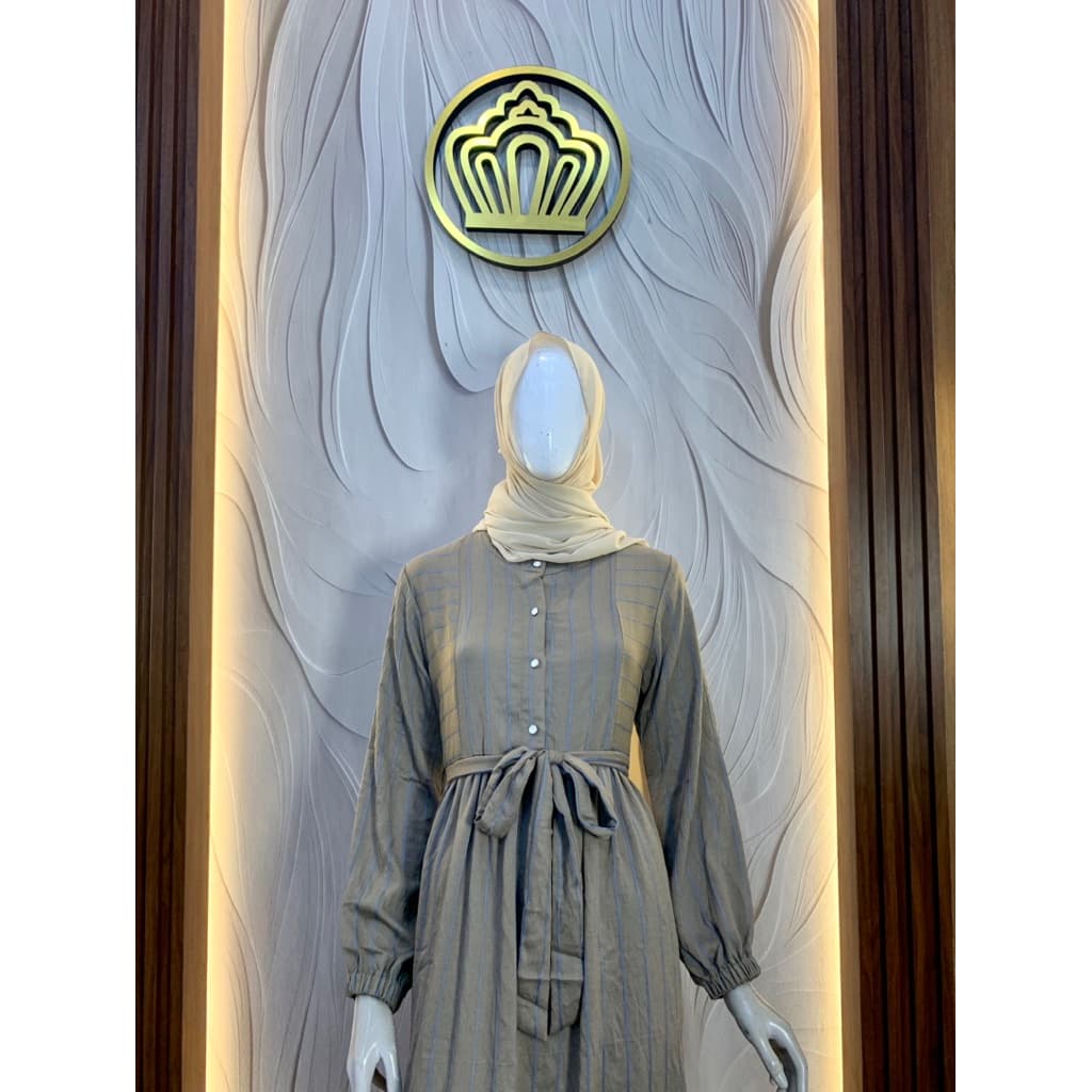 Qoni | Longdress Zeyra | Gaun Simple | Casual Look | Formal Look | Stripe 3