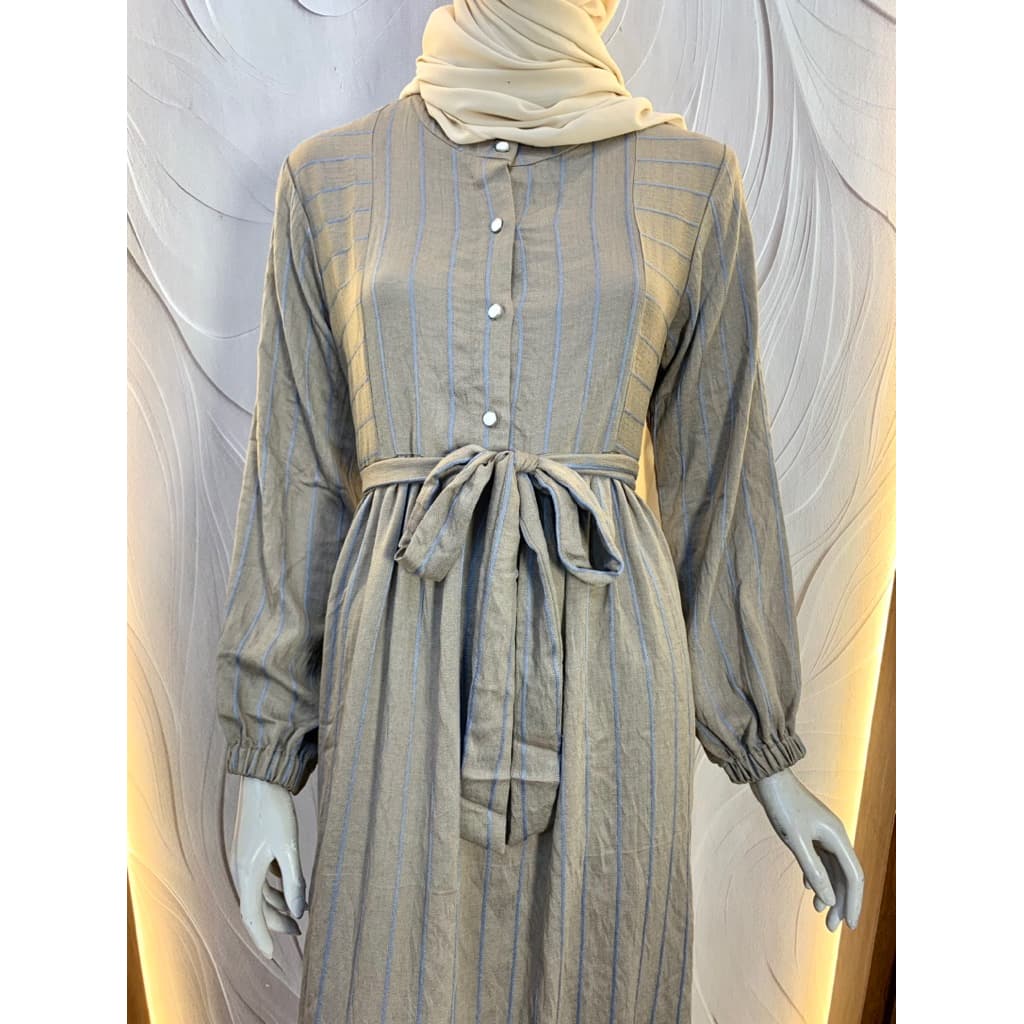 Qoni | Longdress Zeyra | Gaun Simple | Casual Look | Formal Look | Stripe 4