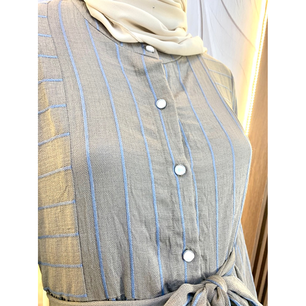 Qoni | Longdress Zeyra | Gaun Simple | Casual Look | Formal Look | Stripe 5
