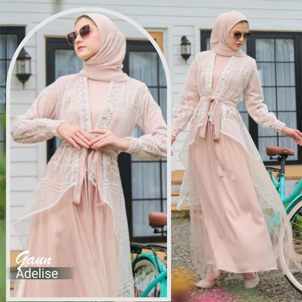 Qoni | Raya Series | Gaun Adelise | Gaun Pesta Premium | Gaun Berpayet | Gaun Simpel dan Elegan