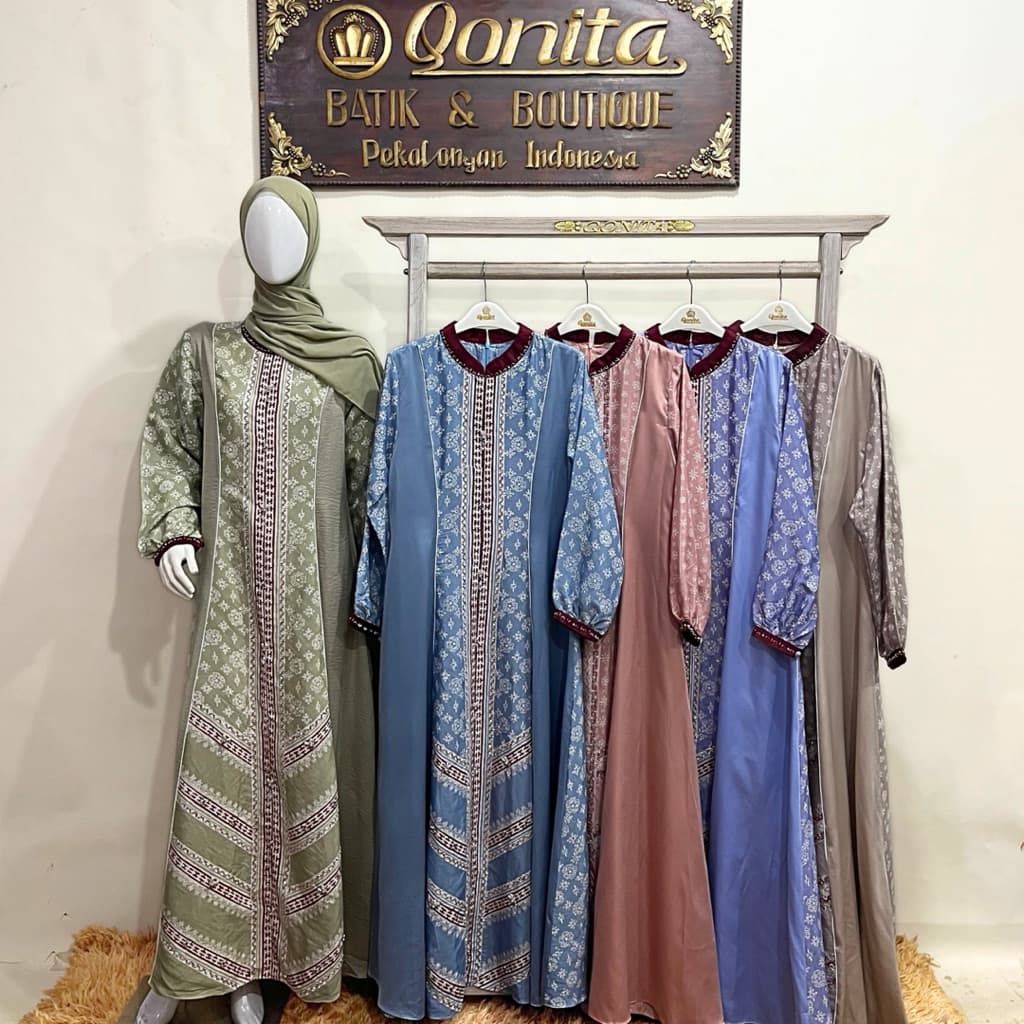 Qonita Batik | Gaun Kayley | Gaun batik | Qonita Batik | Batik Soft | Gaun berpayet 8