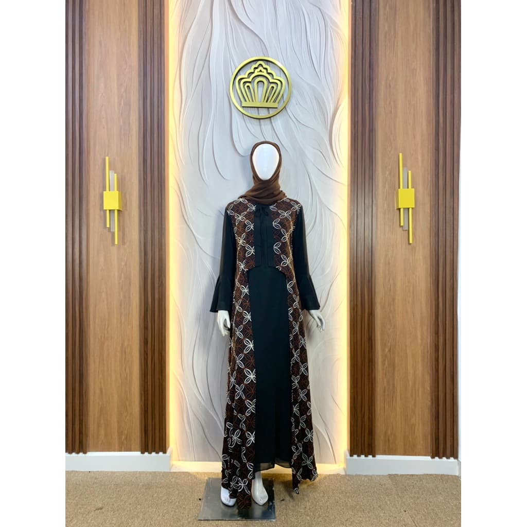 Qonita Batik Gaun Ryana Sogan - Gaun Batik Klasik Sogan 2