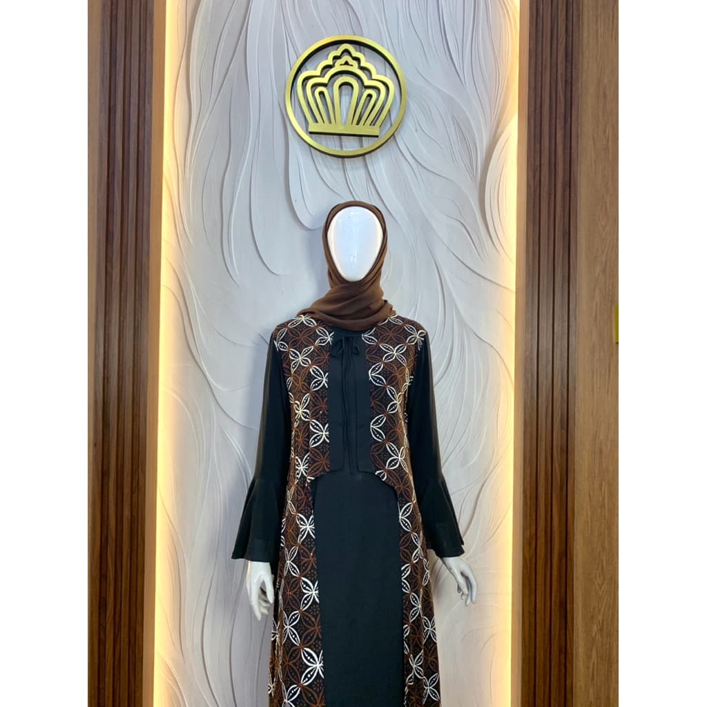 Qonita Batik Gaun Ryana Sogan - Gaun Batik Klasik Sogan 3