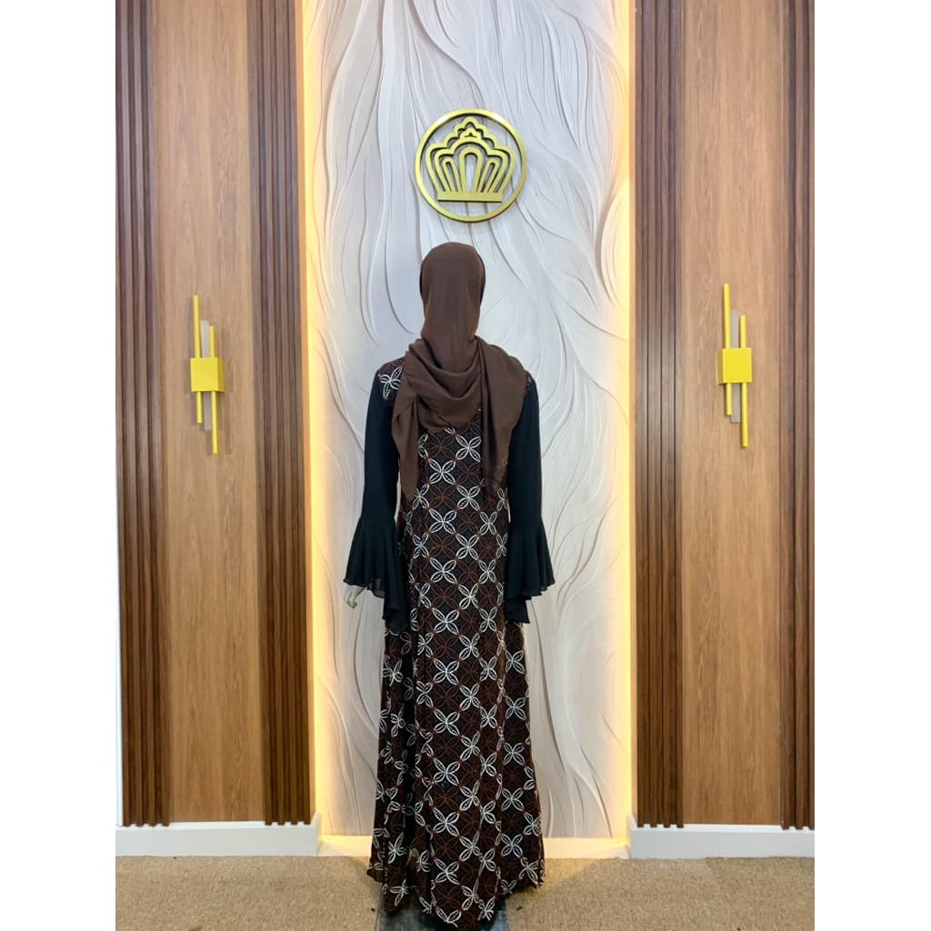 Qonita Batik Gaun Ryana Sogan - Gaun Batik Klasik Sogan 6