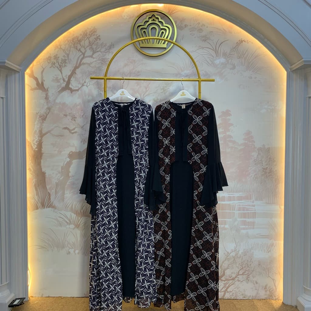 Qonita Batik Gaun Ryana Sogan - Gaun Batik Klasik Sogan 7