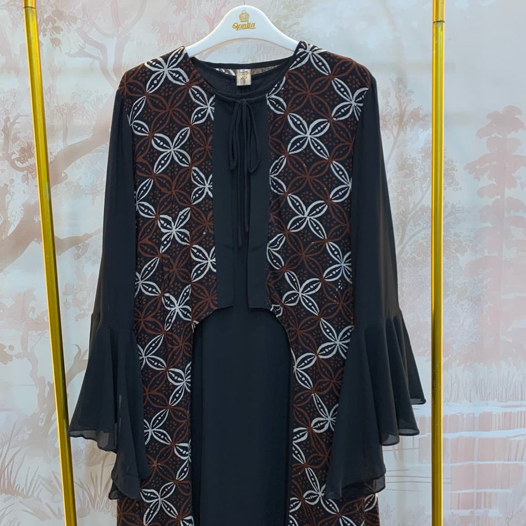 Qonita Batik Gaun Ryana Sogan - Gaun Batik Klasik Sogan 8