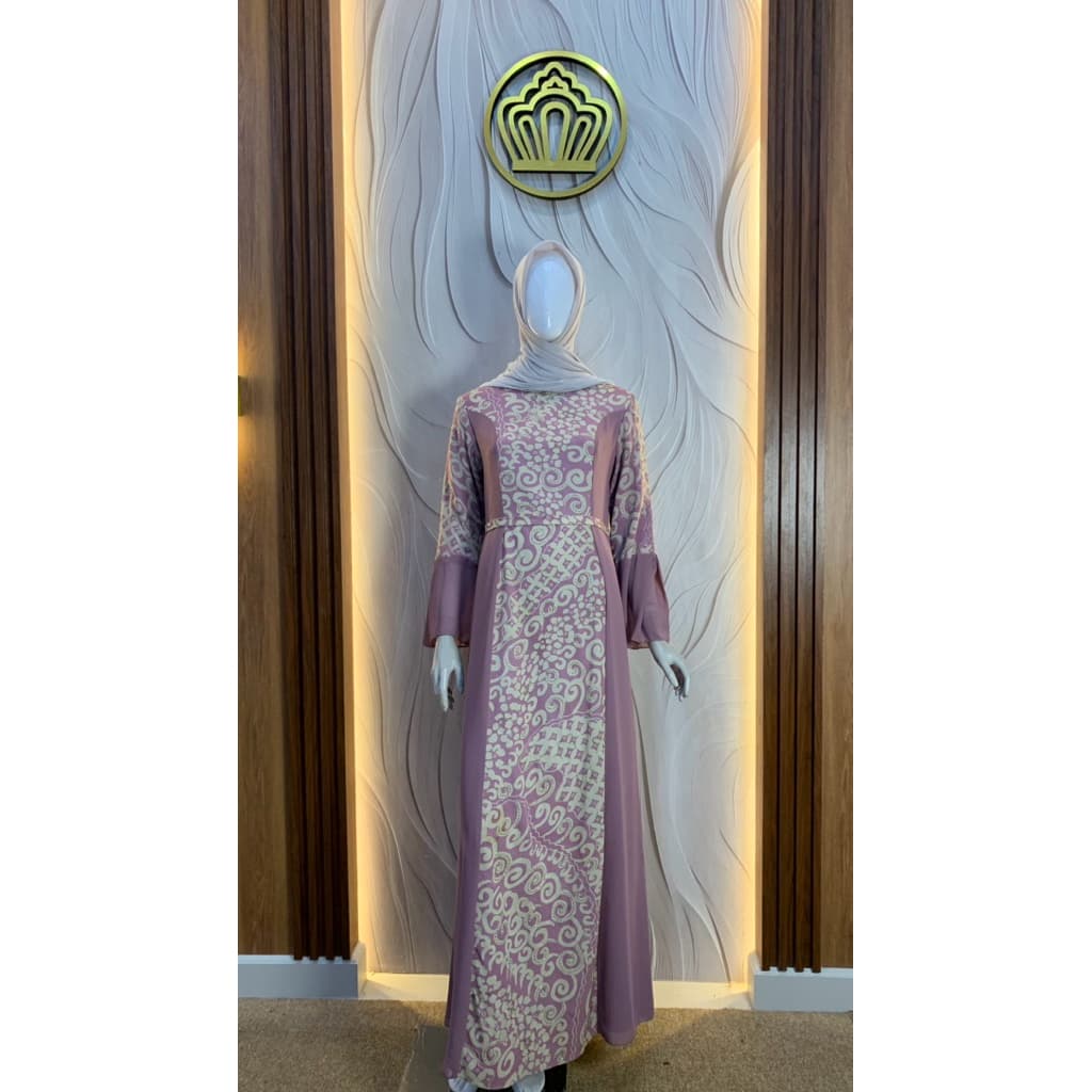 Sutra Dress A Line Berpayet Cerah | Dress Sutra Crep